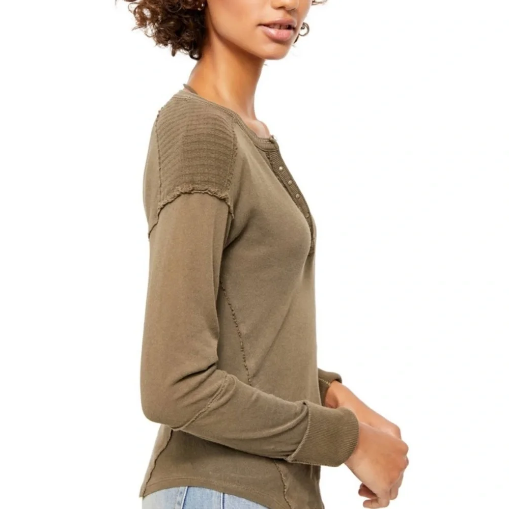 Free People Military Mix Henley - Picture 4 of 11